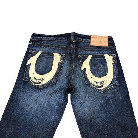 Vintage 2004-2008 True Religion Jeans Size 33 Yellow Horshoe - Picture 2 of 11